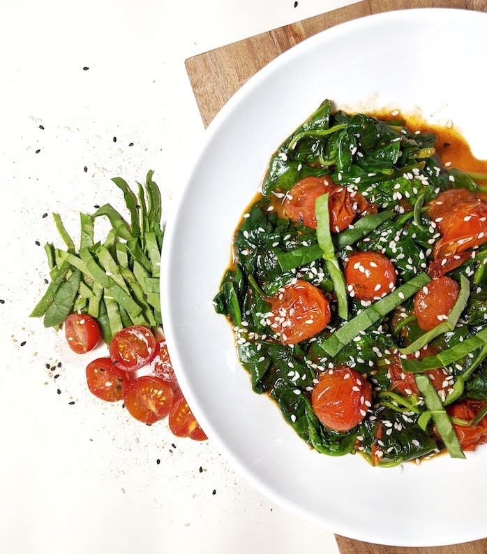 Sautéed Spinach + Tomatoes
