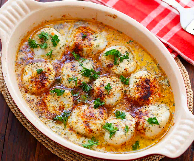 Image of Butter Baked Scallops Recipe