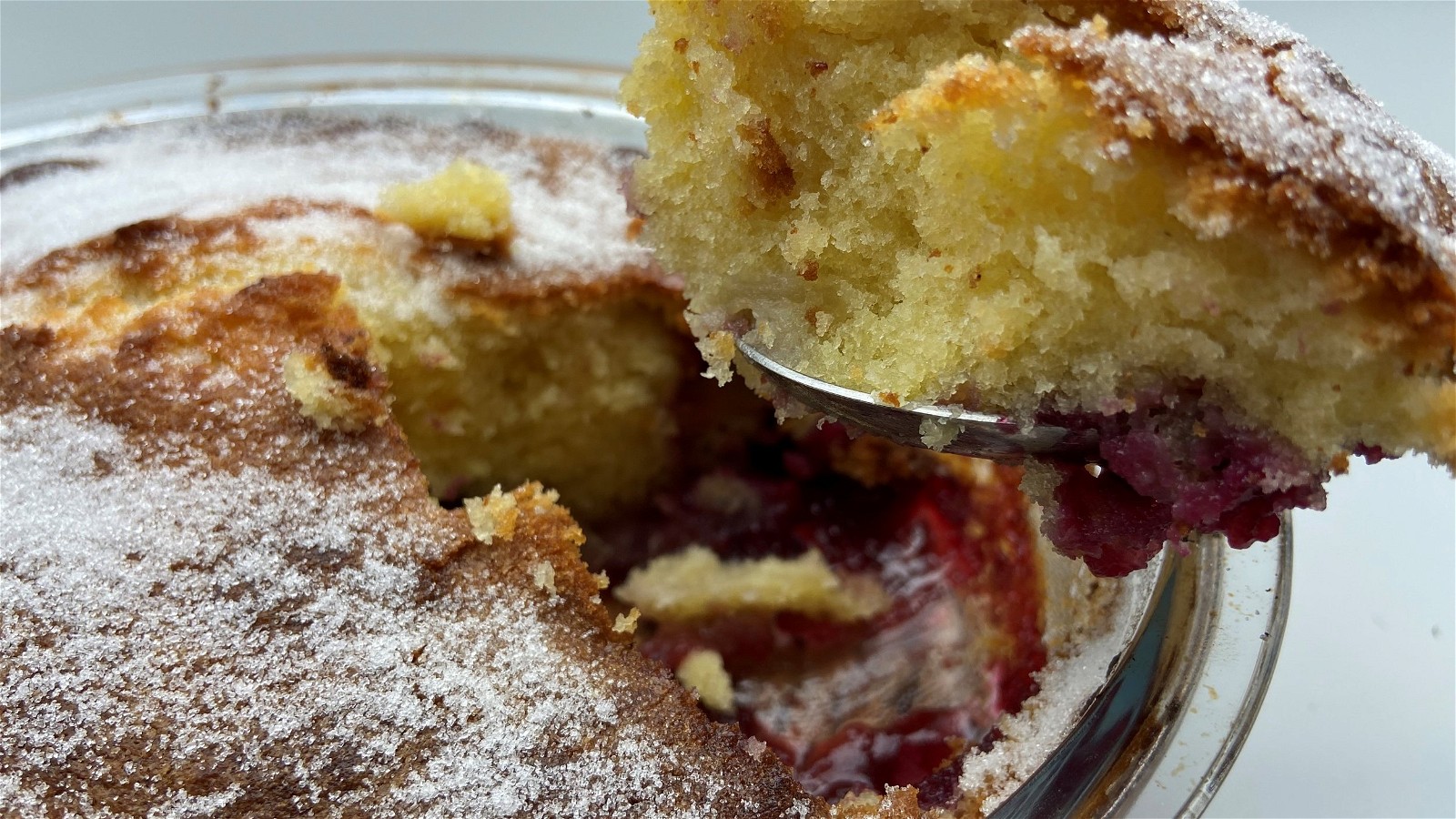 Image of Baked blackberry and apple pudding