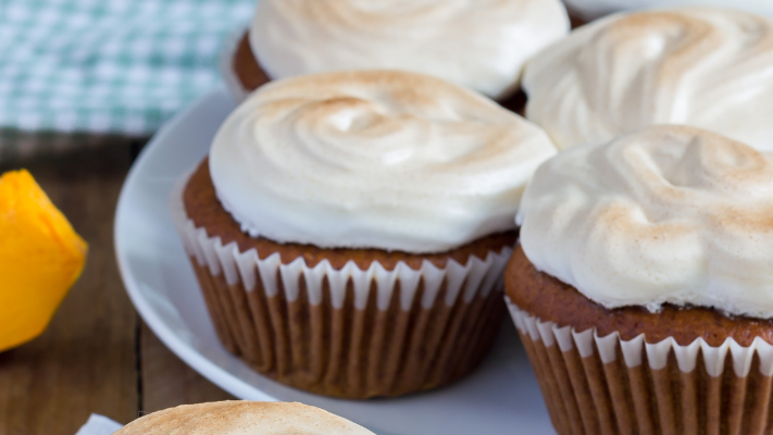 Image of Pumpkin Cupcakes with Toasted Meringue