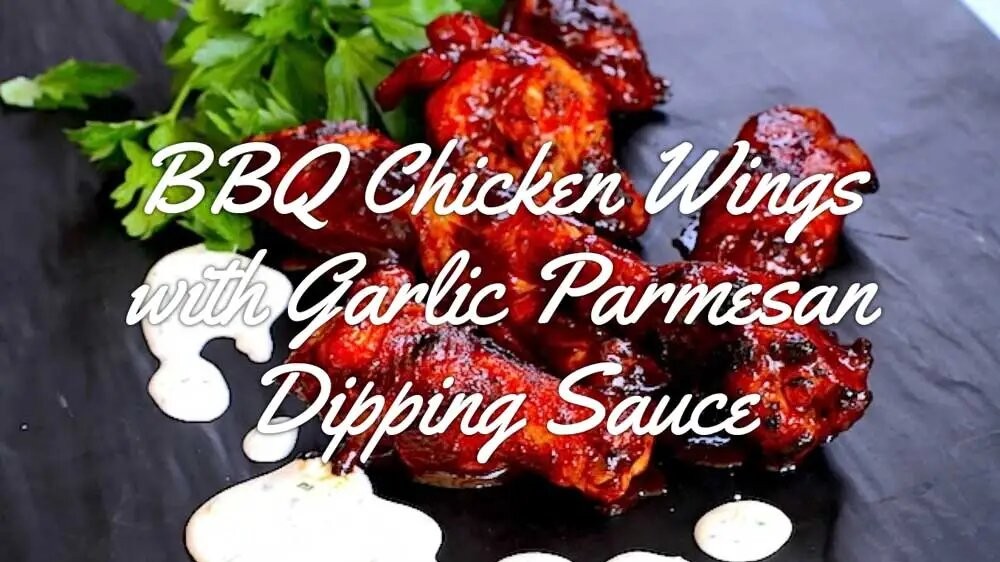 Image of BBQ Chicken Wings with Garlic Parmesan Dipping Sauce