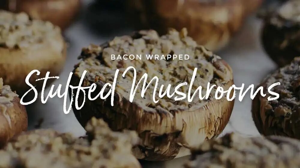 Image of Bacon Wrapped Steak Stuffed Mushrooms