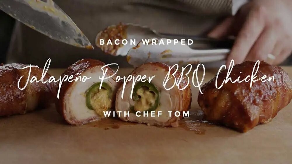 Image of Bacon Wrapped Jalapeño Popper Stuffed Barbecue Chicken