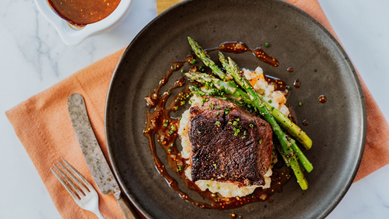 Image of Sirloin Steak with Mustard Pan Sauce