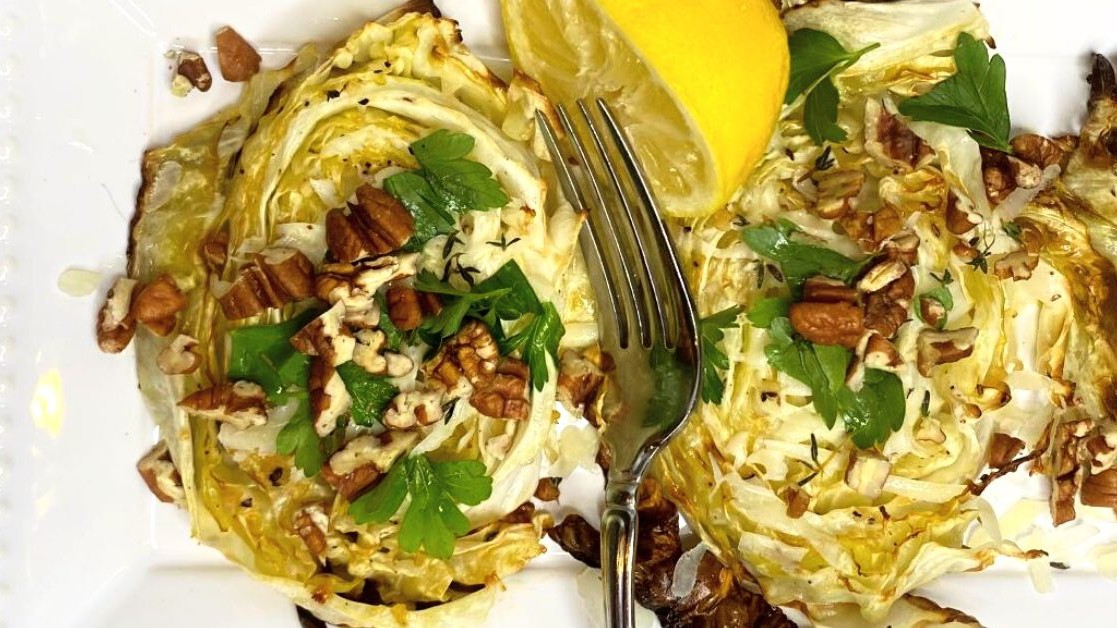 Image of Roasted Cabbage Steaks with Rosemary Olive Oil