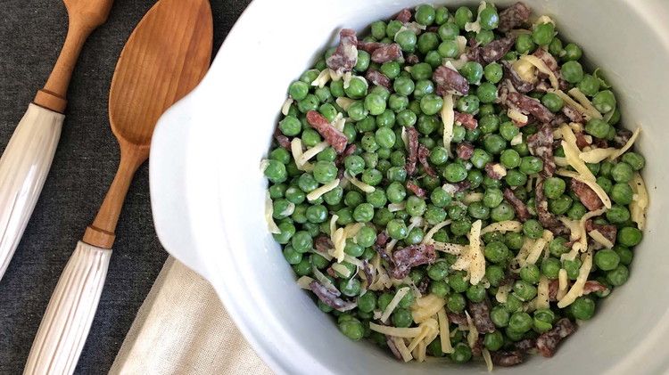 Image of Add the frozen peas and stir. Refrigerate at least 2 hours before serving. Store refrigerated in an airtight container for up to 3 days.