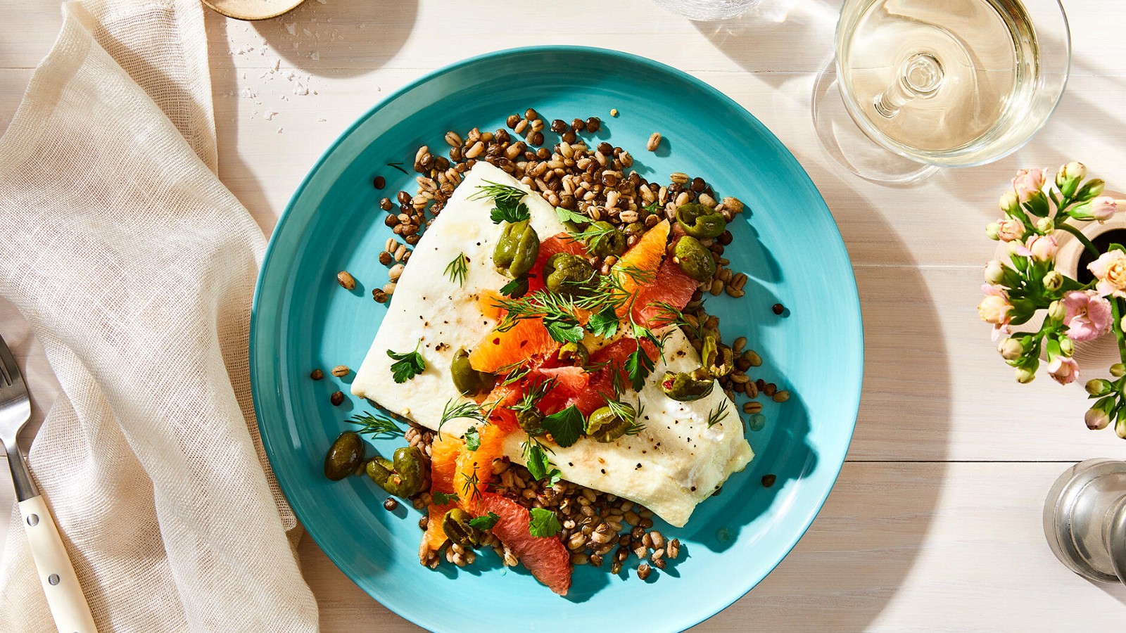 Image of Slow-Roasted Alaska Halibut with Citrus and Smashed Olives