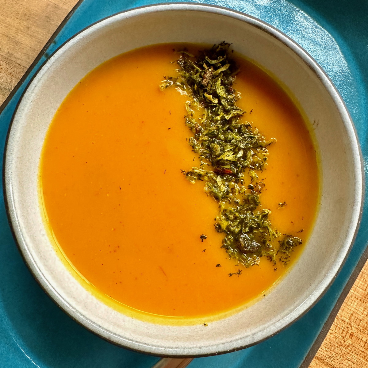 Carrot Ginger Soup with Saffron and Lemon