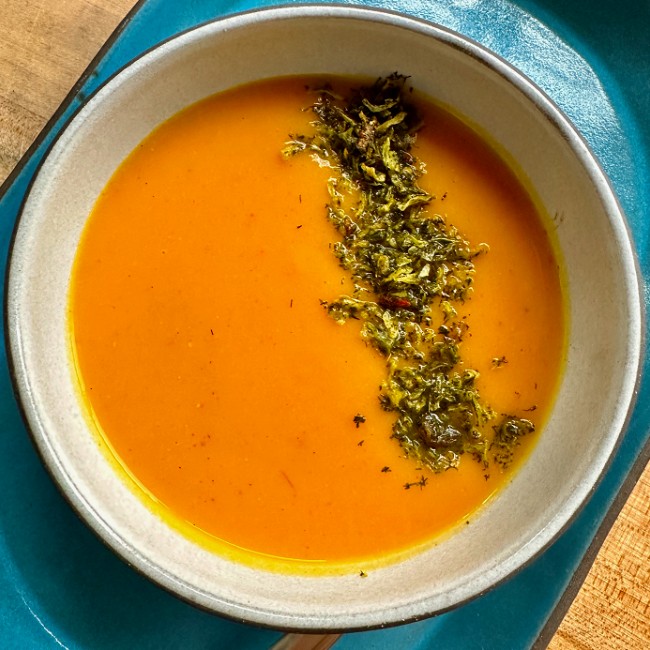 Image of Carrot Ginger Soup with Saffron and Lemon