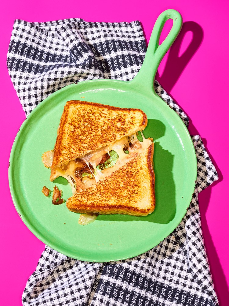 Sweet Soy Chicken Grilled Cheese with Cheddar on Garlic Toast 