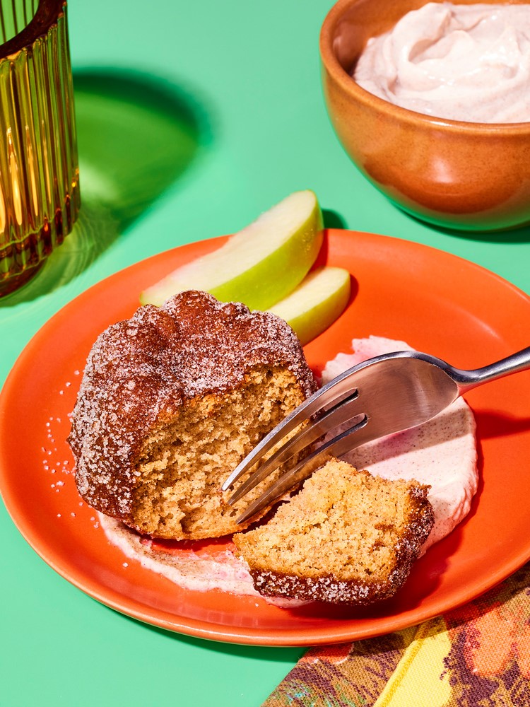 Apple Cider Doughnut Pound Cake with Sweet Cinnamon Greek Yogurt