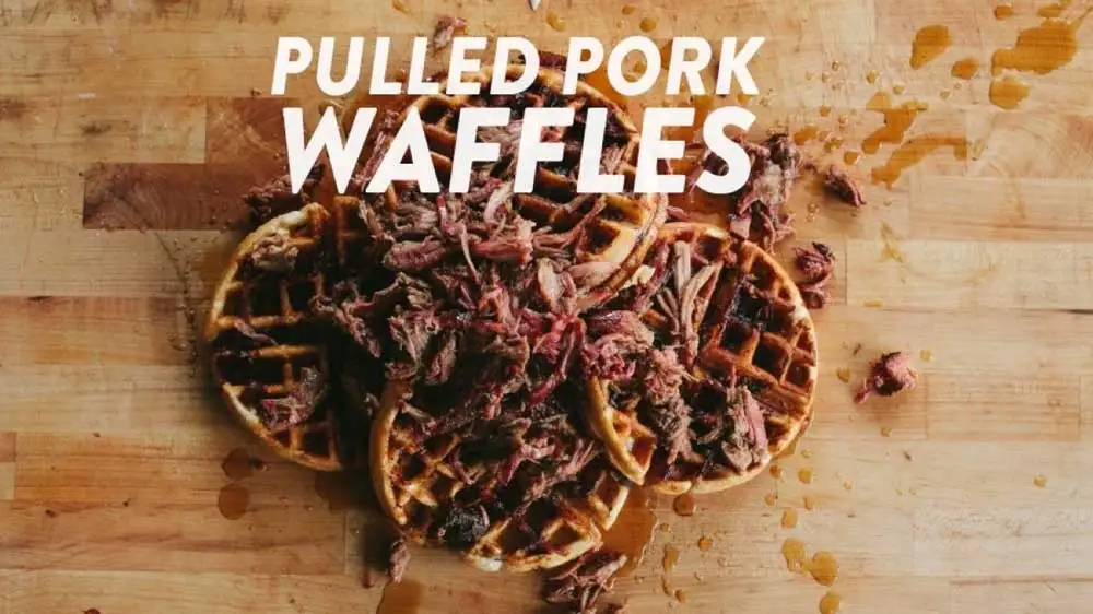 Image of Pulled Pork Waffles with Bourbon Maple Syrup