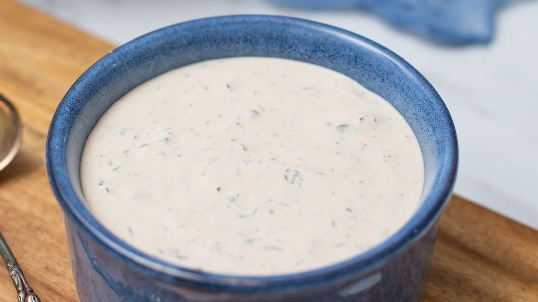 Ranch Dressing in Blue Bowl