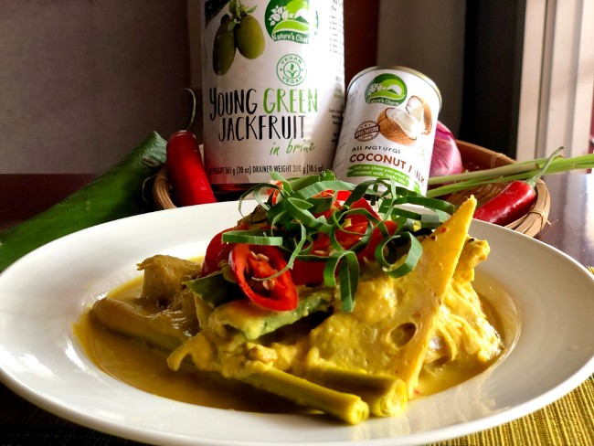 Image of Young Green Jackfruit in Yellow Coconut Curry