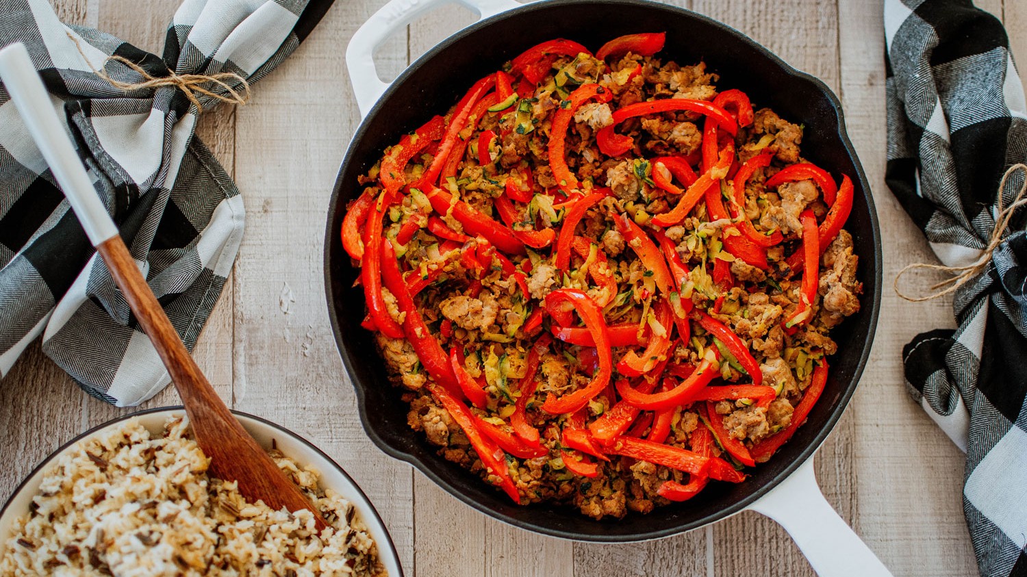 Image of Turkey Zucchini Red Pepper Skillet