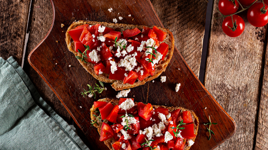 Image of Bruschetti with peppers and feta