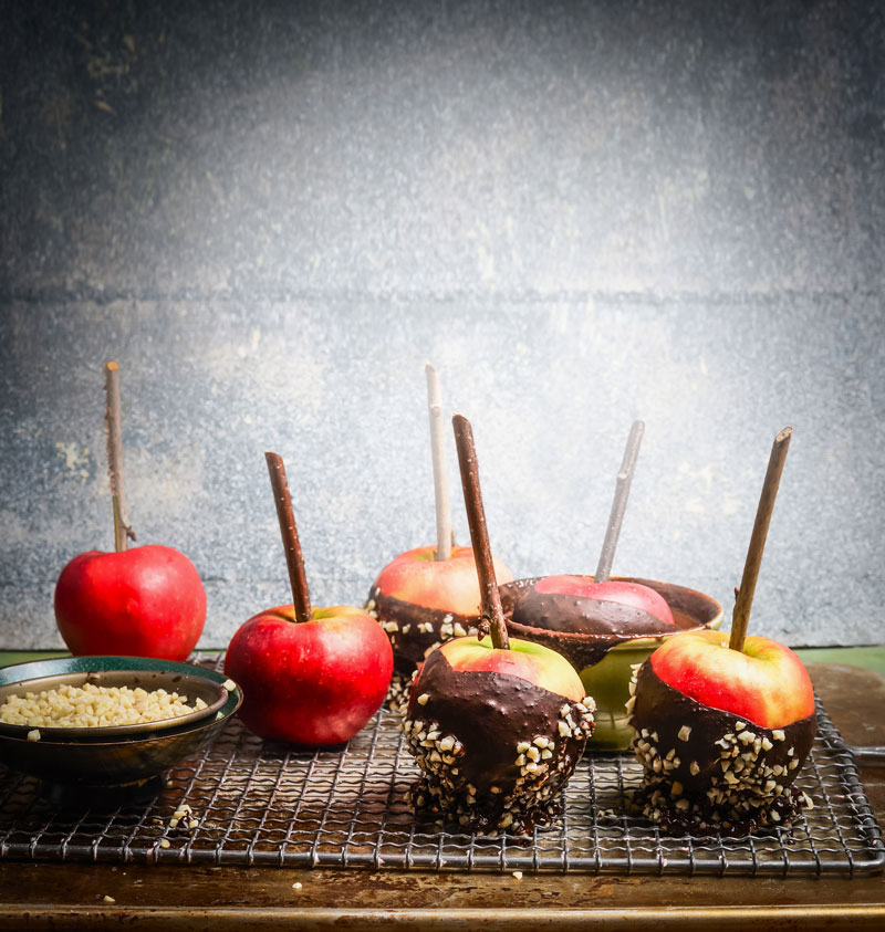Chocolate Covered Apples with Honey