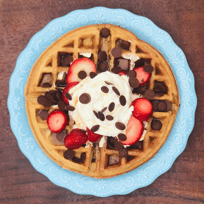 Image of WHOLE WHEAT CAROB CHIP WAFFLES