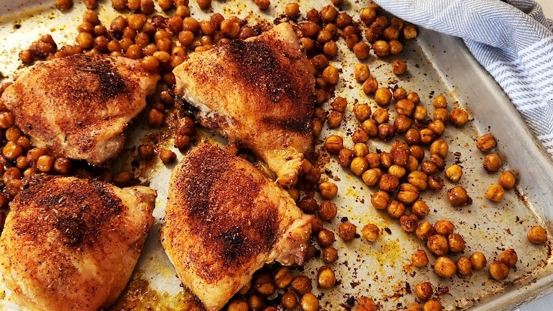 Image of Sheet Pan Chicken with Red Rub and Chickpeas