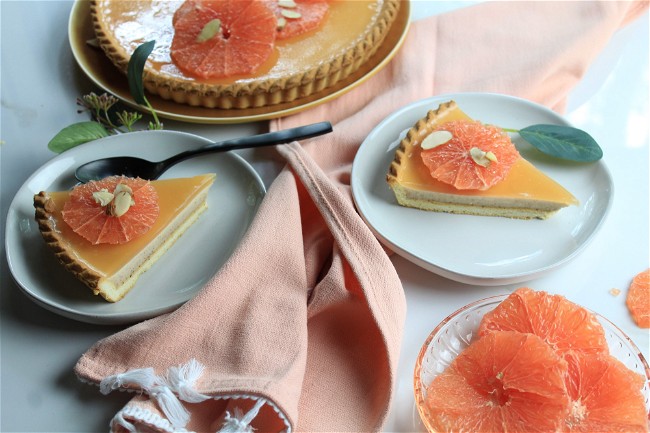 Image of Grapefruit Almond Butter Panna Cotta Tart