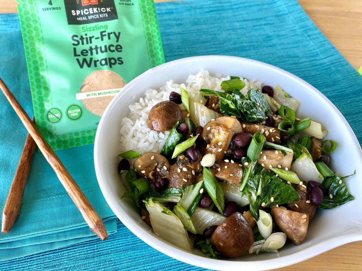 Black Bean, Mushroom & Bok Choy Stir Fry