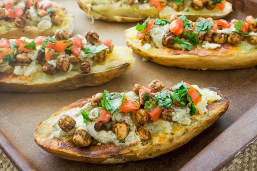 Chickpea Stuffed Baked Potatoes