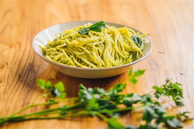 Image of Creamy Green Spaghetti