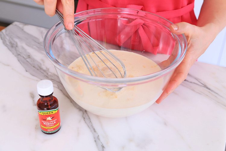 Image of Whisk together the following ingredients eggs, milk, cream, vanilla, erythritol (except for...