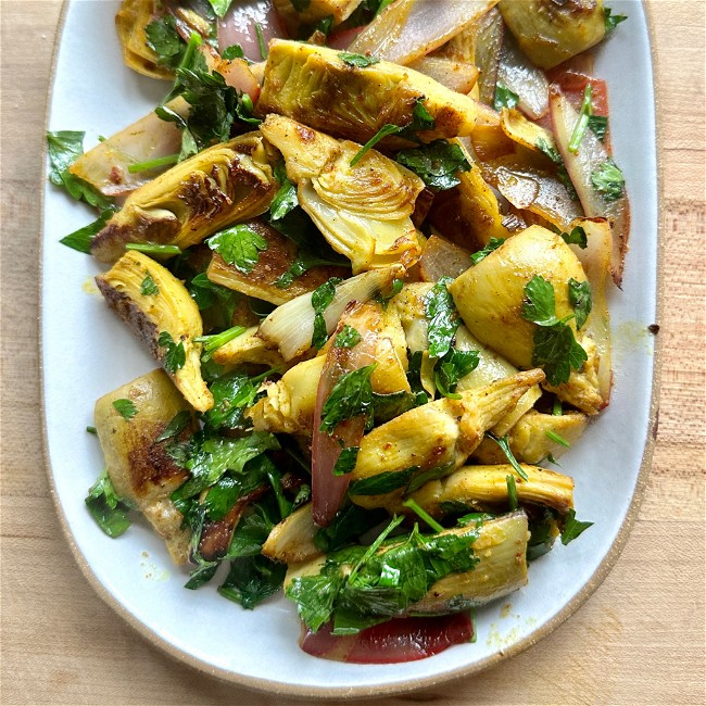 Image of Artichokes Roasted with Honey and Lemon