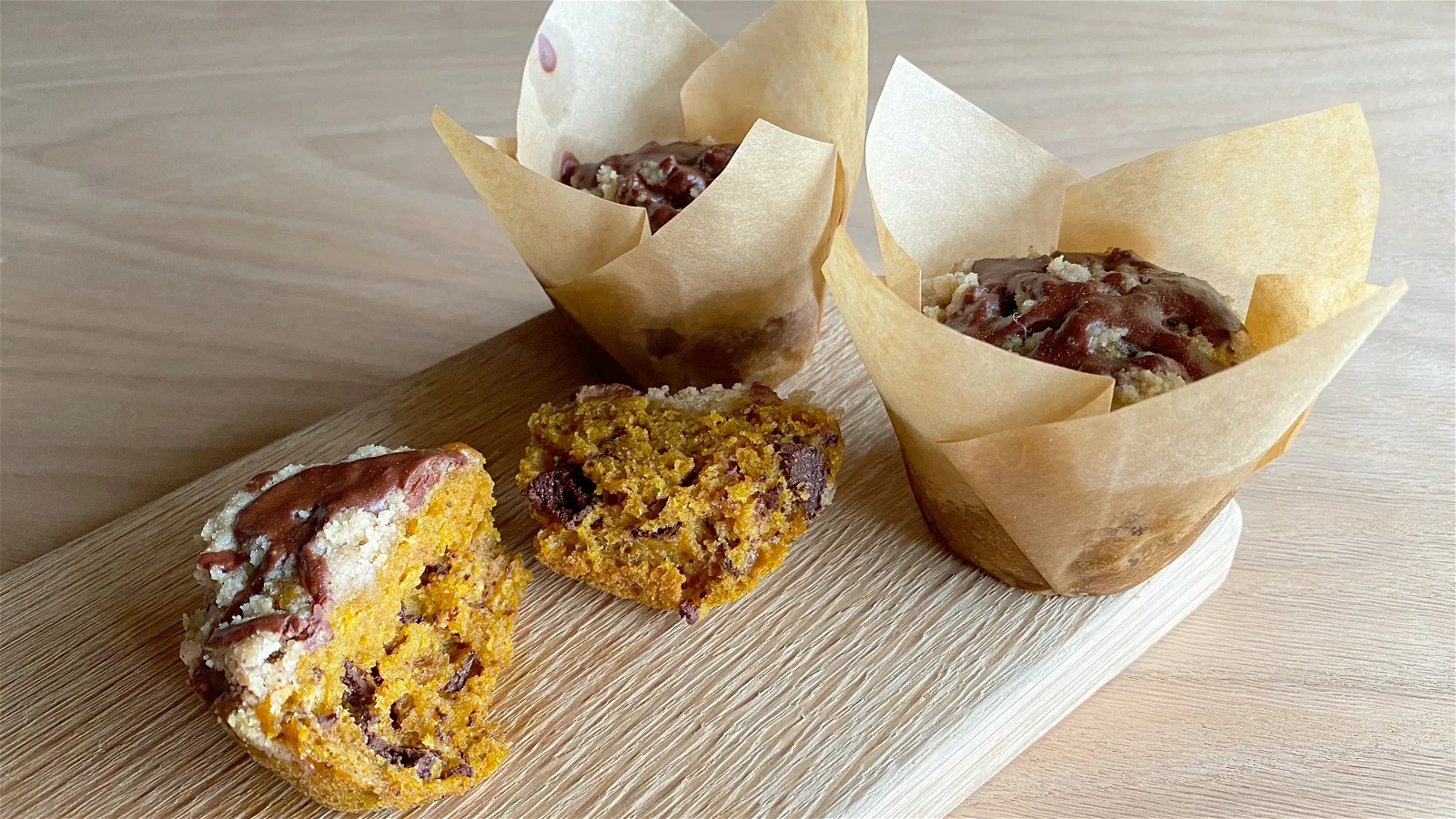 Image of Pumpkin Chai Spiced Chocolate Muffins