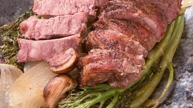 Image of Roasted lamb shoulder with red wine gravy