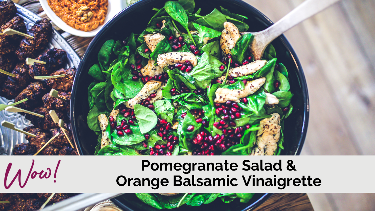 Image of Spring Salad With Pomegranates and Orange Balsamic Vinaigrette
