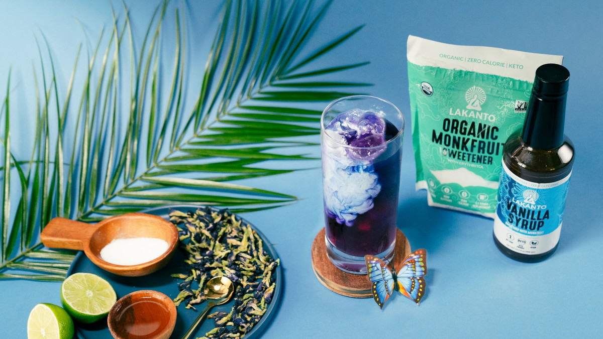 Sugar-Free Iced Butterfly Tea Latte