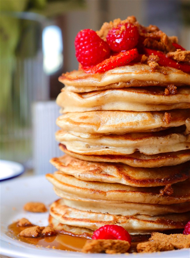 Image of Strawberry Biscoff Pancake Stack