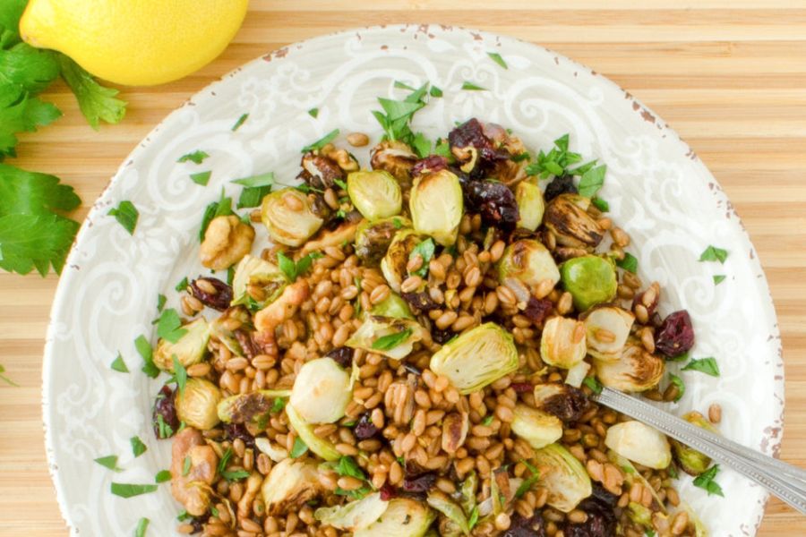 Wheat Berry Brussel Sprout Salad