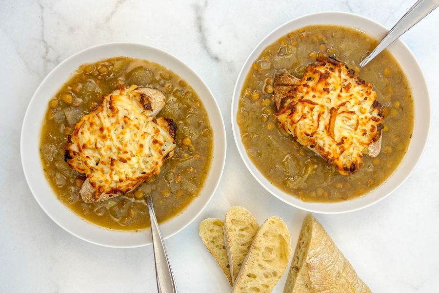 Green Lentil French Onion Soup