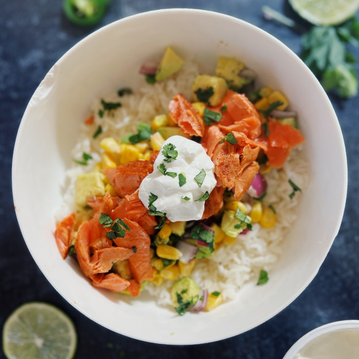 Air Fryer Salmon Burrito Bowl