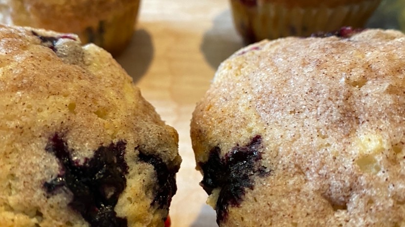 Image of Blueberry Muffins with a Cinnamon Sugar Crumb Top