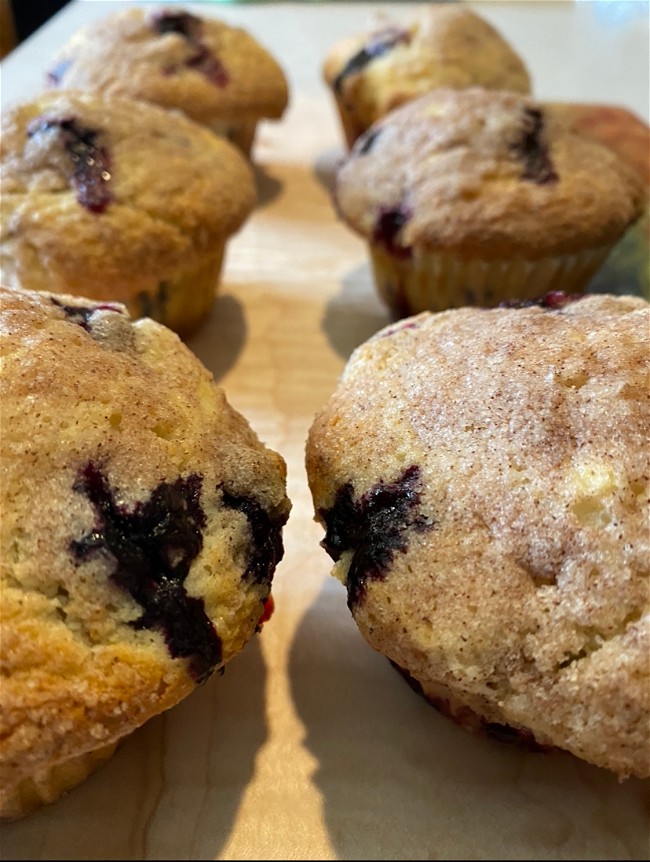 Image of Blueberry Muffins with a Cinnamon Sugar Crumb Top