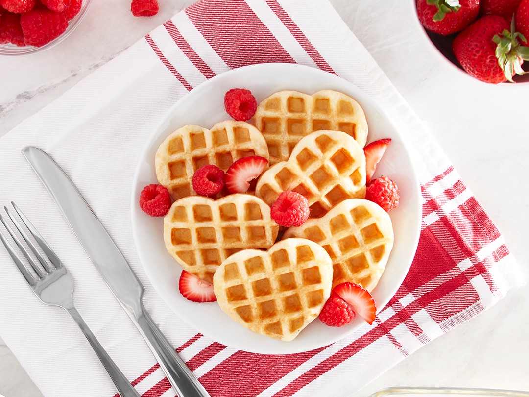 Waffles Clásicos en Forma de Corazón