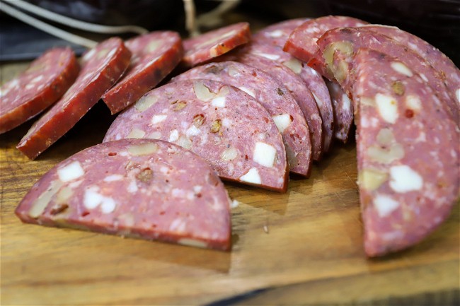 Image of Cherry Chipotle Summer Sausage with Blue Cheese and Walnuts