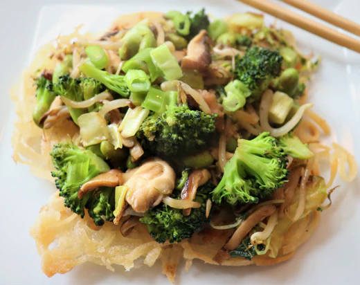 Image of Mushroom Stir Fry with Crispy Thai Rice Noodles