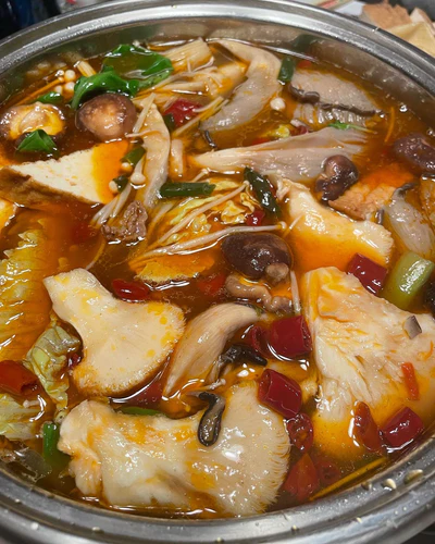 Image of Hot Pot with Fresh Mushrooms