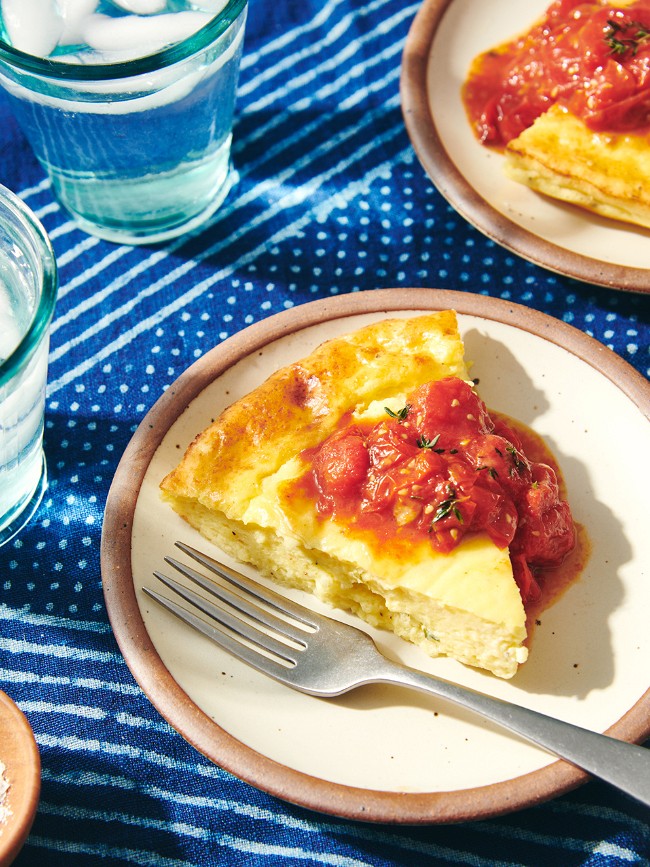 Image of Baked Cottage Cheese with Roasted Grape Tomatoes Recipe