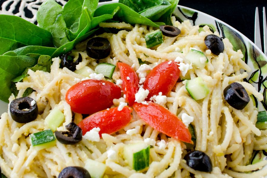 Garlic Hummus Pasta Salad