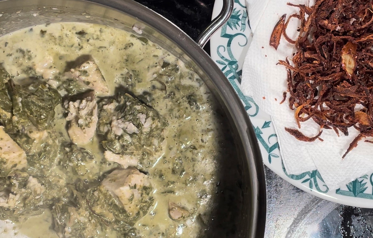 Kalo Luau Stew with Crispy Onions