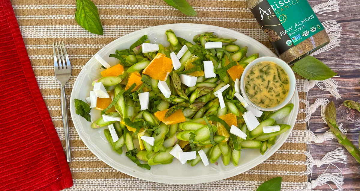 Almond Asparagus Feta Salad | Vegan, Gluten-Free
