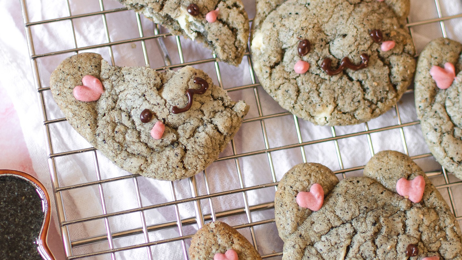 Image of Brown Butter White Chocolate Black Sesame Bunny Cookies