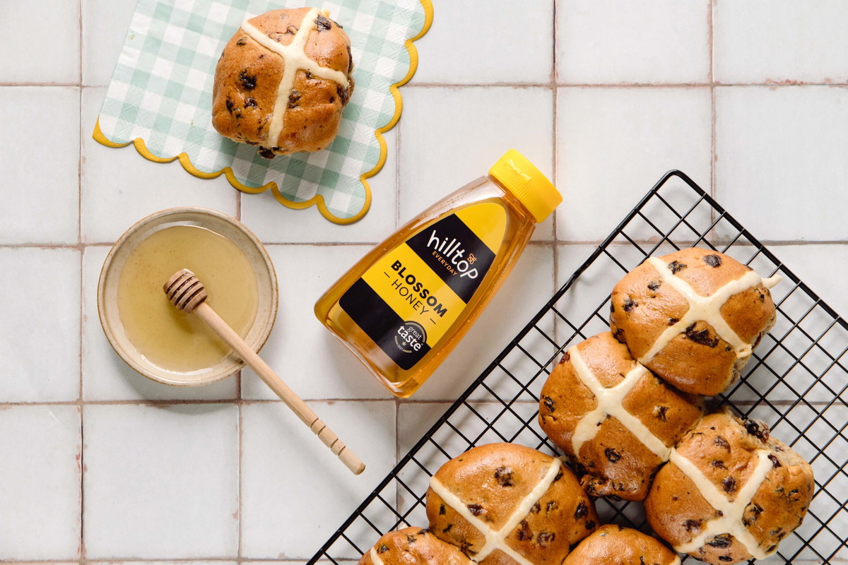 Hot Cross Buns with Honey Glaze