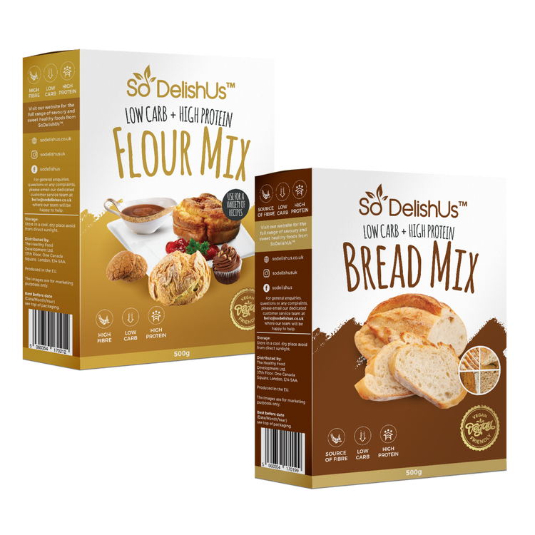 Image of Add the SoDelishUs® Flour Mix, the SoDelishUs® Bread Mix, the salt, and the dried yeast to the mixture and mix with a wooden spoon until just combined and knead a dough. Cover the bowl with a towel or plastic wrap...